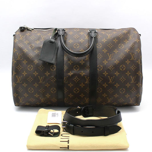 กระเป๋าเดินทางสะพายไหล่ Louis Vuitton Monogram Macassar Bandouliere Keepall 45 M56711