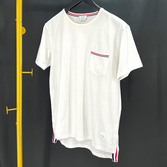 Thom Browne Pocket Three-Stripe T-Shirt White 2 90829886