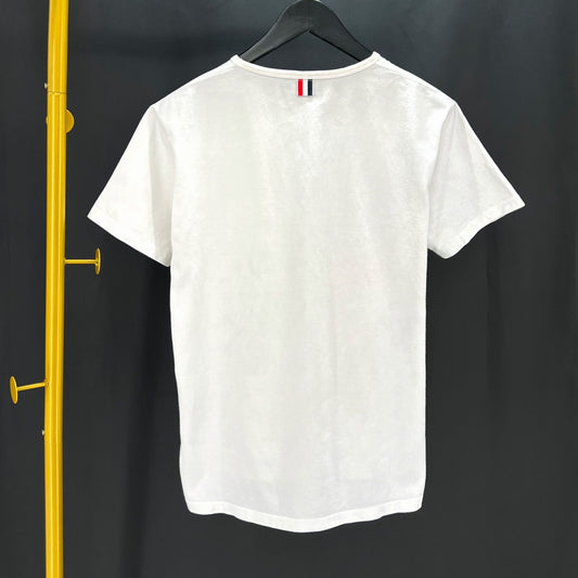 Thom Browne Pocket Three-Stripe T-Shirt White 2 90829886