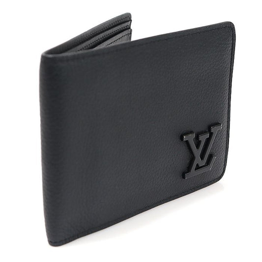 Louis Vuitton Black Grain Calfskin LV Aerogram Multiple Wallet M69829 93316677