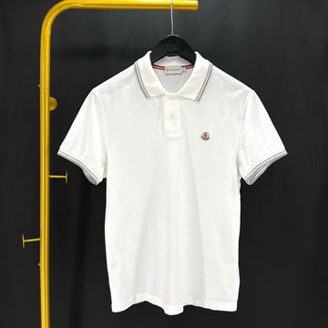 Moncler Short Sleeve Polo Shirt White 94635682
