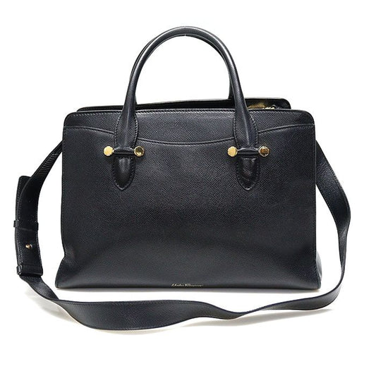 กระเป๋า Salvatore Ferragamo Black Pebble Calfskin Today ขนาดกลาง 2WAY 21G876
