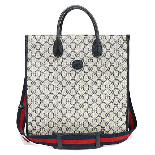 Gucci Beige Blue GG Supreme Canvas Interlocking G Medium Tote 2WAY 674155 96187353