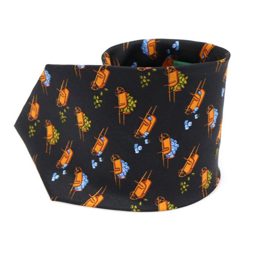 Longchamp 100% Silk Black Pattern Tie 87217ETC 99773003