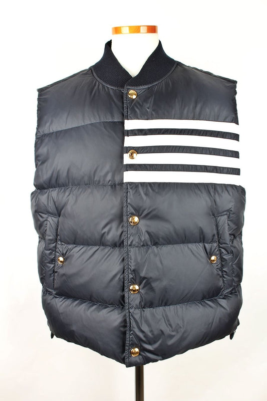 Thom Browne Diagonal Gold-Trim Padded Vest Navy 5 101275018