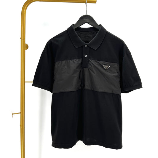 Prada Triangle Logo Polo T-Shirt Black UJN737 101548374