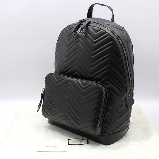 Gucci Black Matelassé Chevron Gold GG Marmont Backpack 523405 103645487