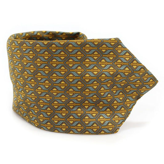 Hermes 100% Silk Olive Green Pattern Tie CO60182HE 103868351