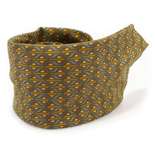 Hermes 100% Silk Olive Green Pattern Tie CO60182HE 103868351