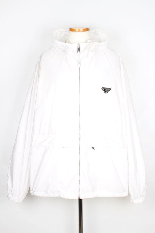 Prada Triangle Logo Re-Nylon Bomber Jacket White 110 103946389