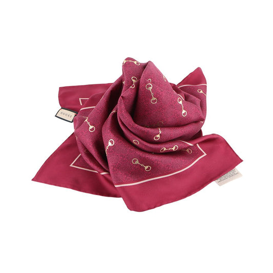 Gucci GG Print Horsebit Silk Square Scarf 33371Y-2 110874665