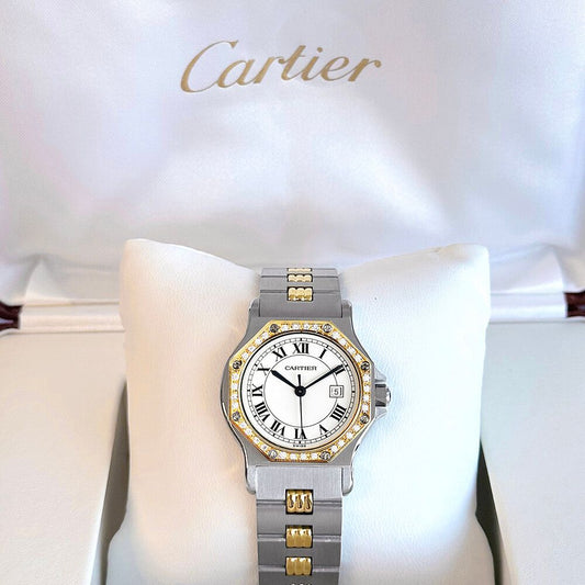 Cartier Santos Octagon Automatic Diamond Combi Steel Watch 29x30 mm 111129849