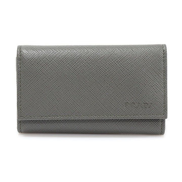 Prada Gray Saffiano Leather Silver-tone 6 Keyring Key Case 2PG222 112887420