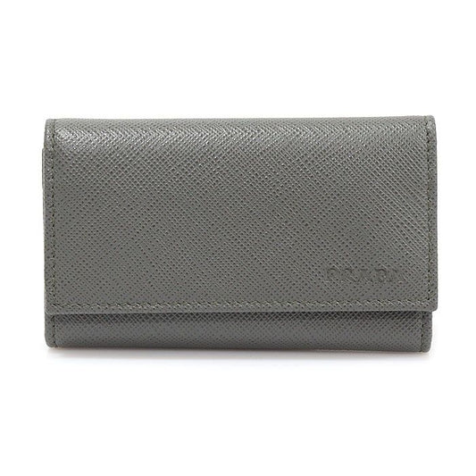 Prada Gray Saffiano Leather Silver-tone 6 Keyring Key Case 2PG222 112887420