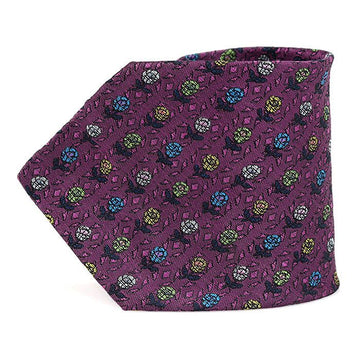 A Testoni 100% Silk Purple Flower Pattern Tie CO45235AT 112887710