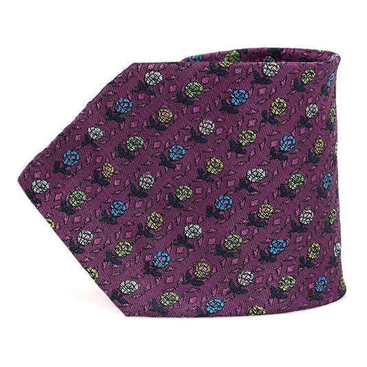 A Testoni 100% Silk Purple Flower Pattern Tie CO45235AT 112887710
