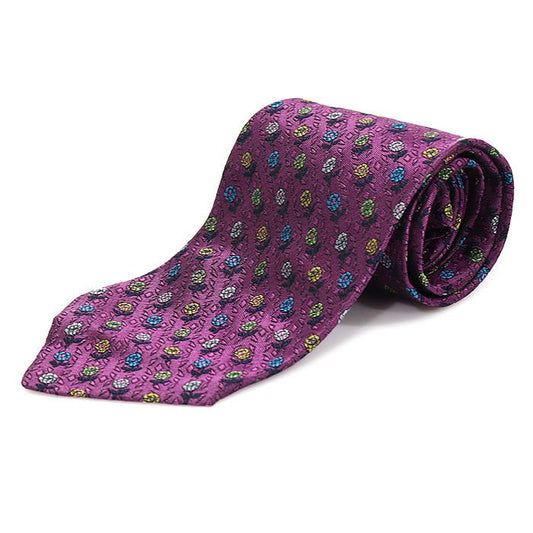 A Testoni 100% Silk Purple Flower Pattern Tie CO45235AT 112887710