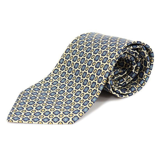 A Testoni 100% Silk Ivory Pattern Tie CO67760AT 112887831