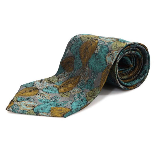 A Testoni 100% Silk Grey Leaf Pattern Tie CO51461AT 112887856