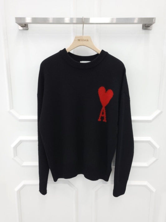 AMI Big Heart Intarsia Knit Sweater M 114303214