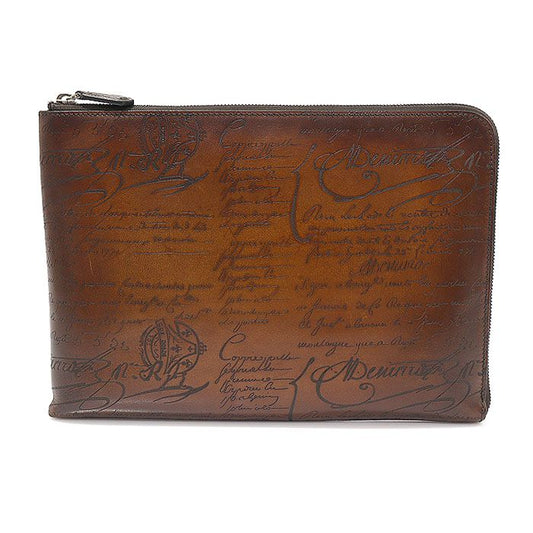 Berluti Brown Venezia Scribtor Leather Nino GM Clutch EP79112ETC 114316451
