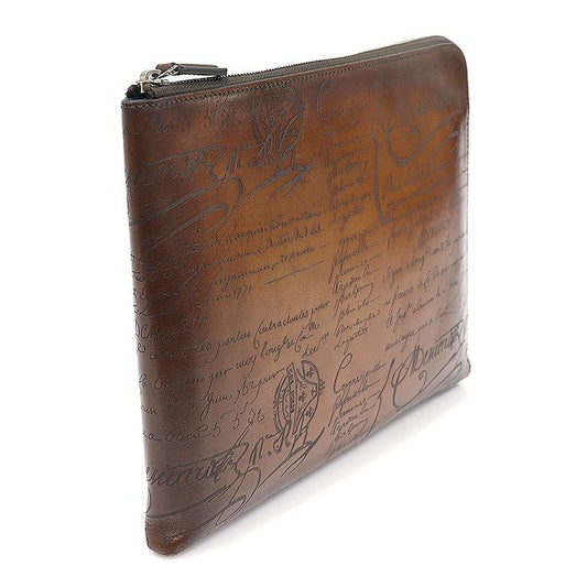 Berluti Brown Venezia Scribtor Leather Nino GM Clutch EP79112ETC 114316451