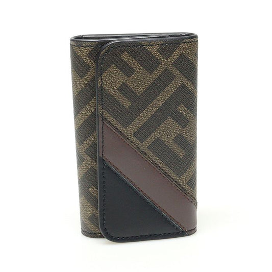 Fendi FF Logo Canvas Two-Tone Leather Juka Key Holder Key Case 7AP011 114392760