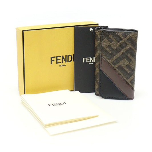 Fendi FF Logo Canvas Two-Tone Leather Juka Key Holder Key Case 7AP011 114392760