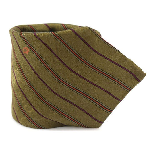 Dior 100% Silk Olive Green Stripe Pattern Tie CO23364CD 115179860