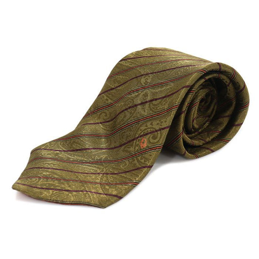 Dior 100% Silk Olive Green Stripe Pattern Tie CO23364CD 115179860