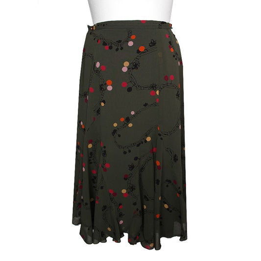 กระโปรงพิมพ์ลายสีเขียวมะกอก Sonia Rykiel ไซส์ 44