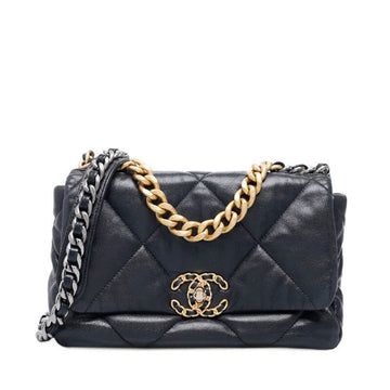 CHANEL Black 19 Flap Chain Medium Shoulder Bag 118577723