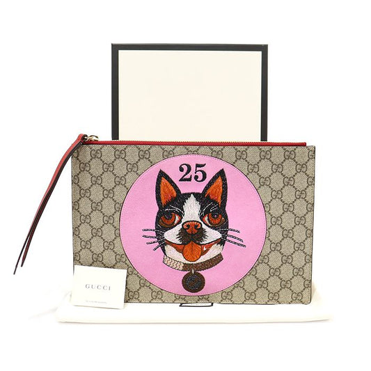Gucci GG Supreme Canvas Bosco Patch Pouch Clutch 506280 118591543
