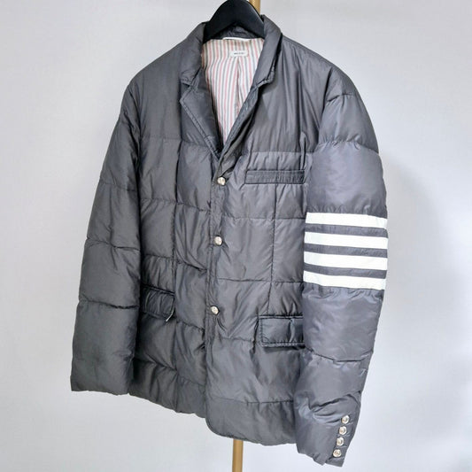 Thom Browne Diagonal Arm Patch Padded Blazer Jacket Gray 118611744