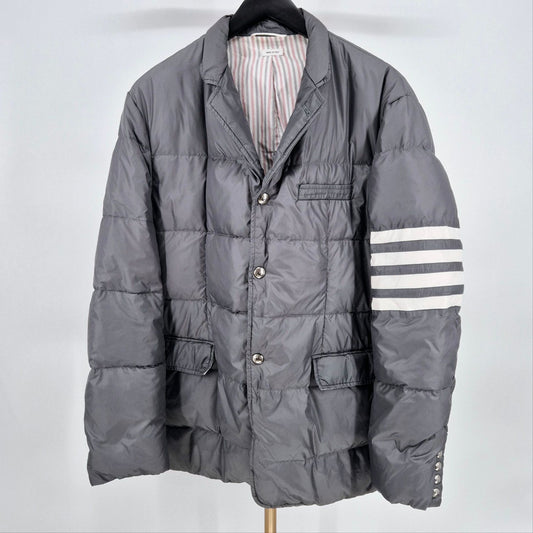 Thom Browne Diagonal Arm Patch Padded Blazer Jacket Gray 118611744