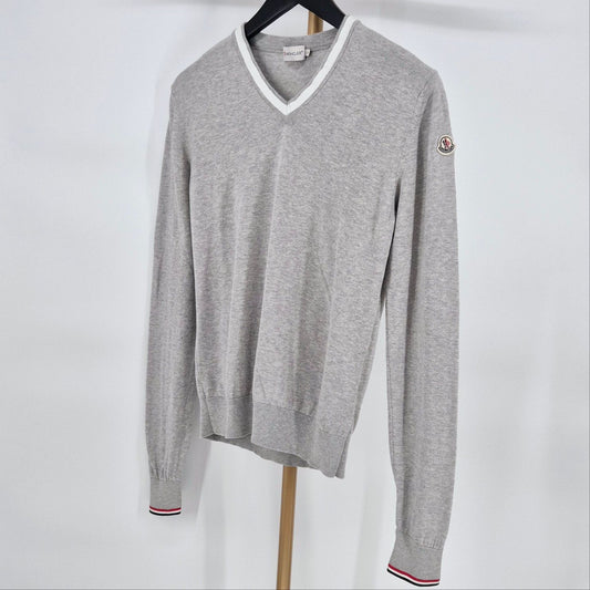 Moncler V-Neck Long Sleeve Knit Gray - SKU: XXXXXX 119385828