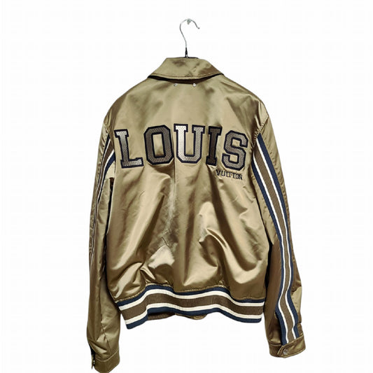 Louis Vuitton White Logo Satin Python Leather Coach Jacket 1453 119572953