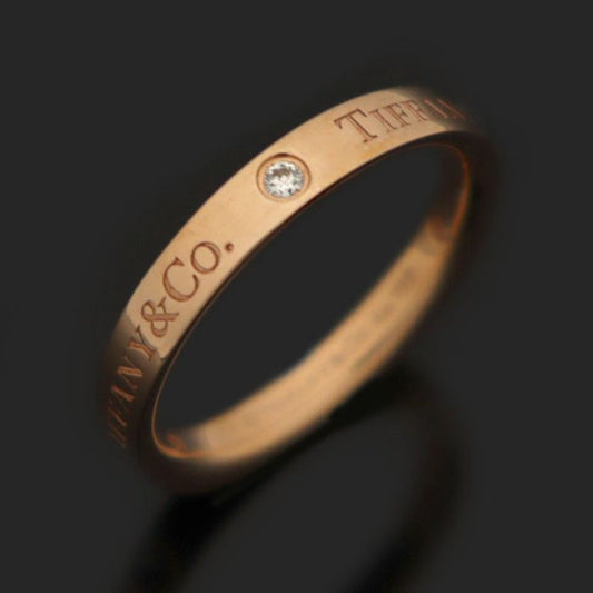 Tiffany & Co 18K Rose Gold 3P Diamond T CO Band Ring 7 120538682