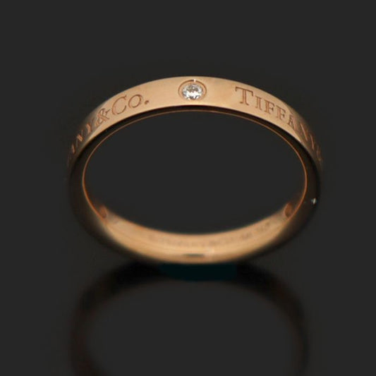 Tiffany & Co 18K Rose Gold 3P Diamond T CO Band Ring 7 120538682
