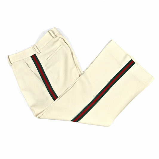 กางเกงขายาว Gucci ทรงขากว้างพร้อมดีไซน์แถบเว็บ [1560]