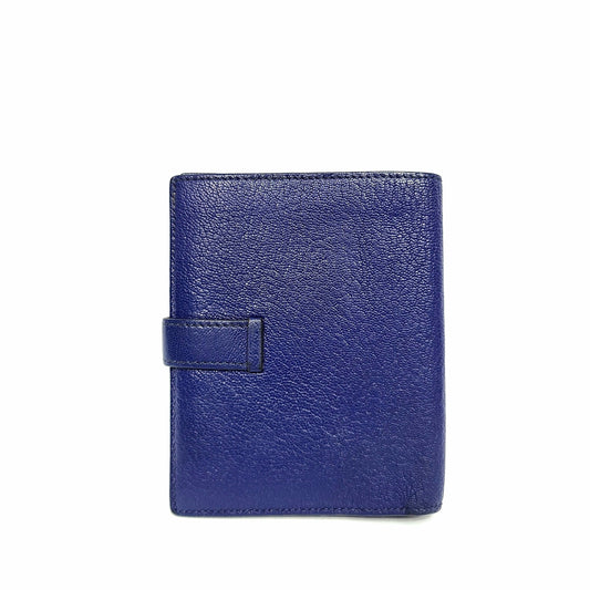Hermes Chevre Veau Compact Wallet with Gold Hardware Navy 1561 120550652
