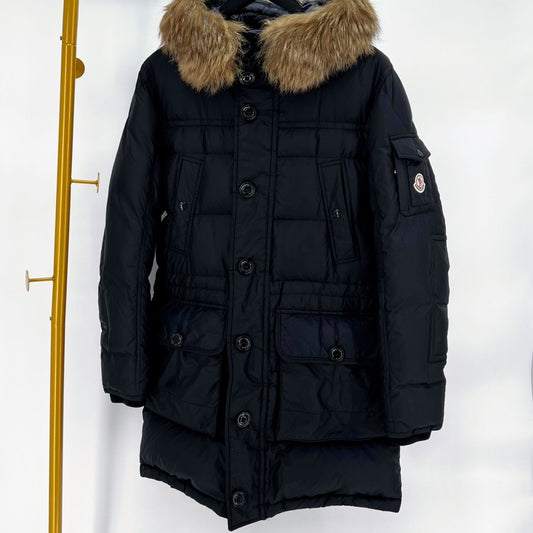 Moncler Afton Long Padded Hooded Jacket Navy 001 120604247