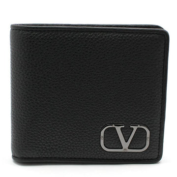 Valentino Black Grain Leather V Logo Bi-Fold Wallet 3Y2P0445 121183929