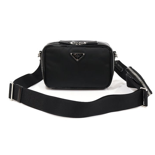 Prada Brushed Leather Silver Triangle Brick Crossbody 2VH070 121296550