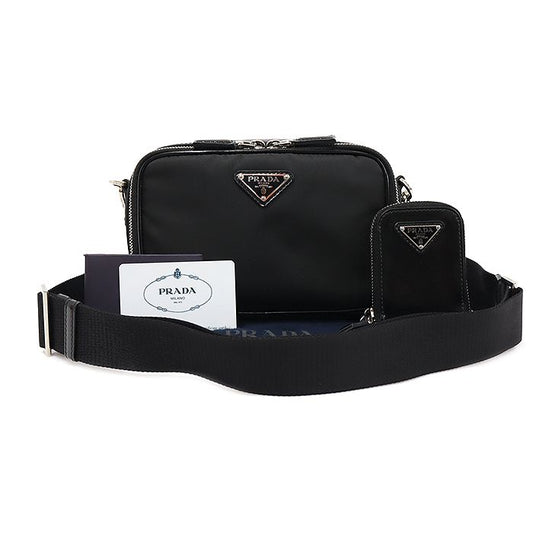 Prada Brushed Leather Silver Triangle Brick Crossbody 2VH070 121296550