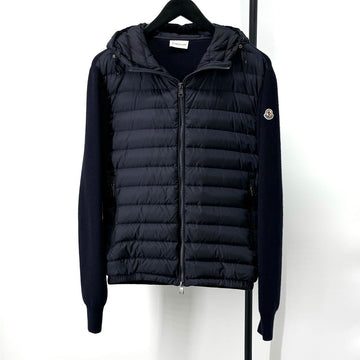 Moncler Knit Padded Hooded Zip-Up Navy 121717758