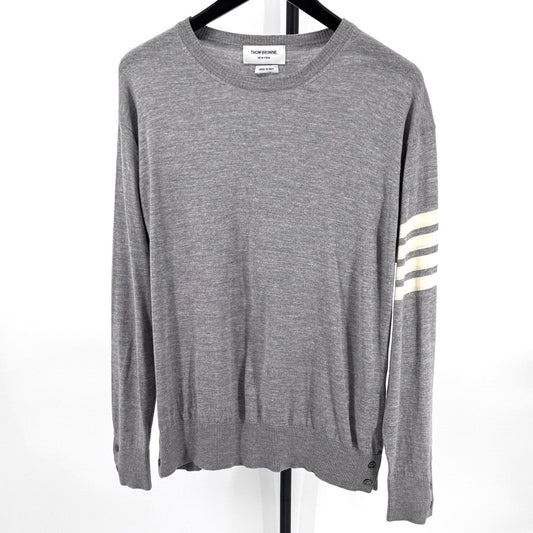 Thom Browne Diagonal Stripe Merino Wool Knit Grey MKA002A 122618781