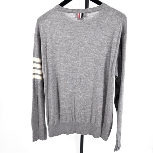Thom Browne Diagonal Stripe Merino Wool Knit Grey MKA002A 122618781