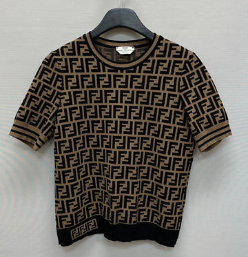 Fendi FF Logo Wool Oversized Classic Short-Sleeve Knit 42 123848734