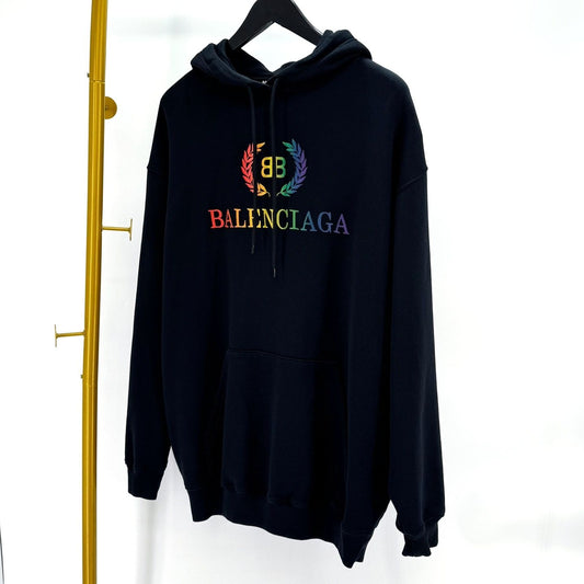 Balenciaga Laurel Rainbow Oversized Hoodie Black 124453352